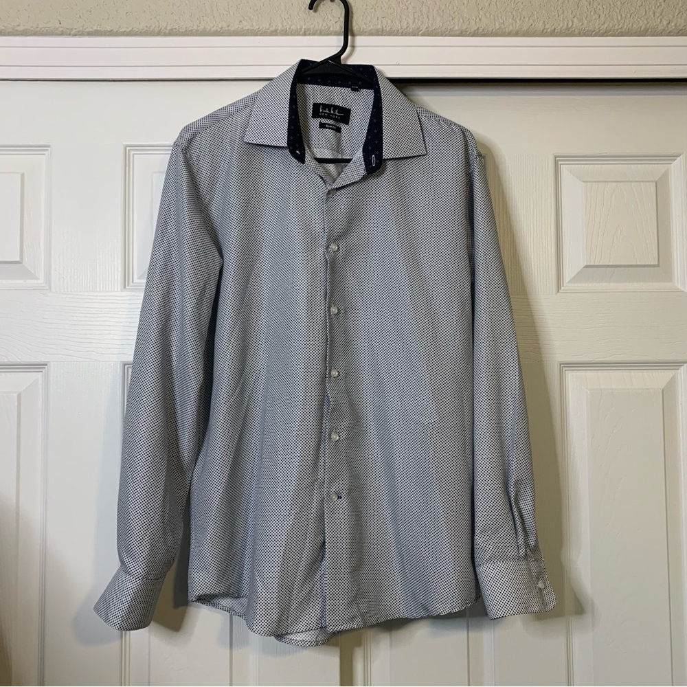 Men's Nichole Miller Blue Spec Button Down Shirt